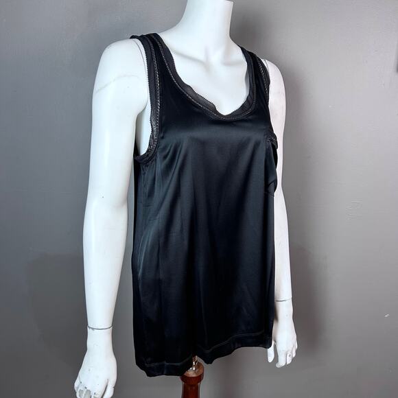 Theory tank top blouse women's Large black silk scoop neck chain goth witchy - Picture 8 of 14